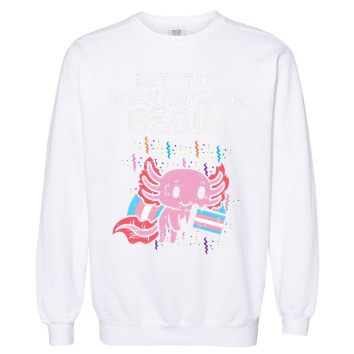 Axolotl Transgende.r Flag Shenanigans Tran.s Transsexual Pride Garment-Dyed Sweatshirt