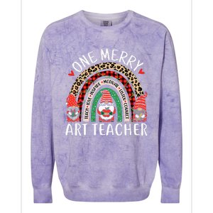 Art Teacher Funny Gnomes Christmas Teacher Rainbow Colorblast Crewneck Sweatshirt