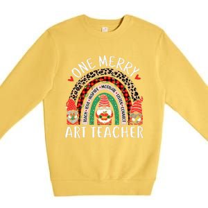 Art Teacher Funny Gnomes Christmas Teacher Rainbow Premium Crewneck Sweatshirt