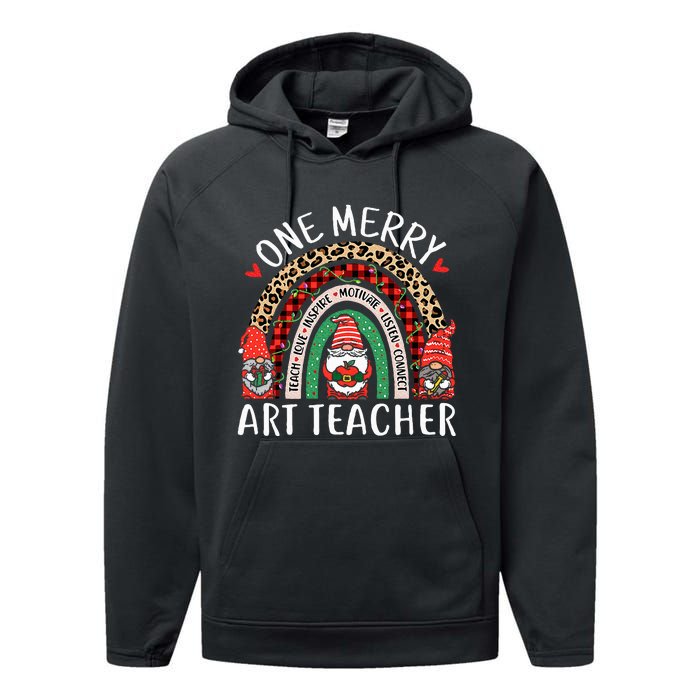 Art Teacher Funny Gnomes Christmas Teacher Rainbow Performance Fleece Hoodie