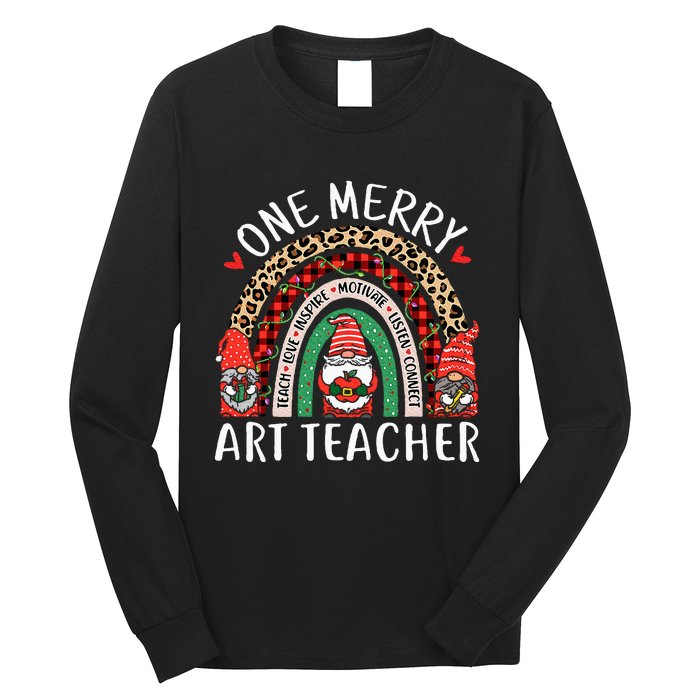 Art Teacher Funny Gnomes Christmas Teacher Rainbow Long Sleeve Shirt