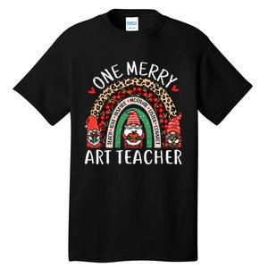 Art Teacher Funny Gnomes Christmas Teacher Rainbow Tall T-Shirt