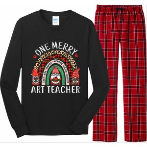 Art Teacher Funny Gnomes Christmas Teacher Rainbow Long Sleeve Pajama Set