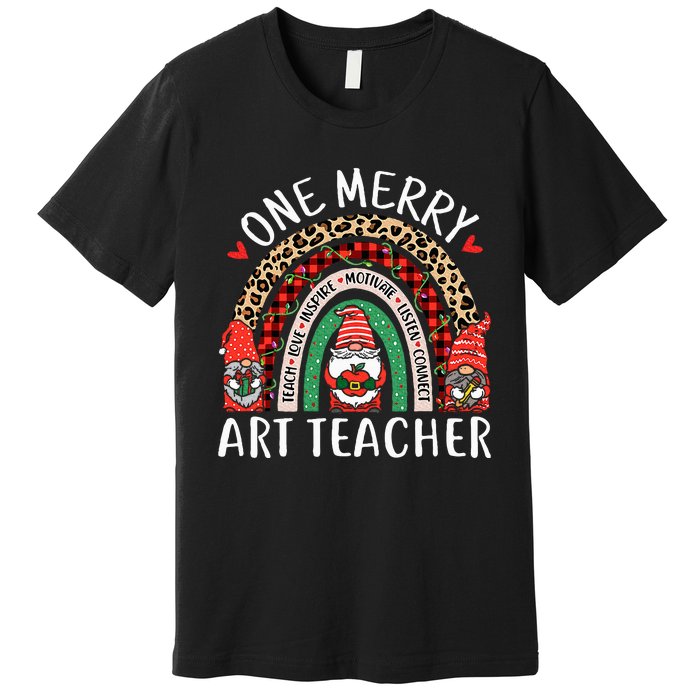 Art Teacher Funny Gnomes Christmas Teacher Rainbow Premium T-Shirt