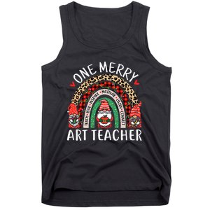 Art Teacher Funny Gnomes Christmas Teacher Rainbow Tank Top