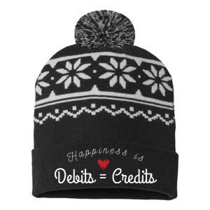 Accountant T Funny Debits Equals Credits CPA USA-Made Snowflake Beanie