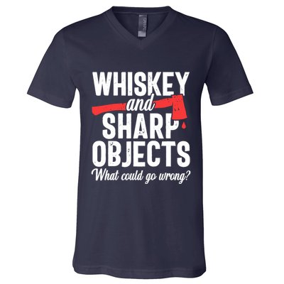 Axe Throwing Funny Targets Hatchet Lumberjack Gift V-Neck T-Shirt