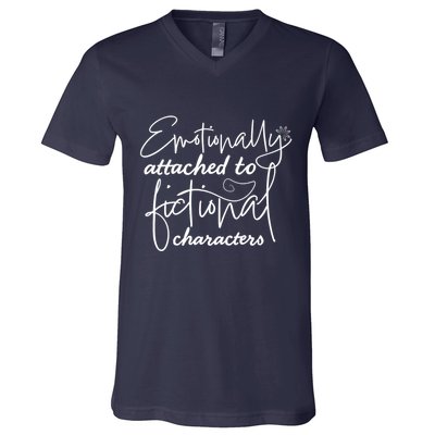 Attached To Fictional Characters Book Lovers V-Neck T-Shirt