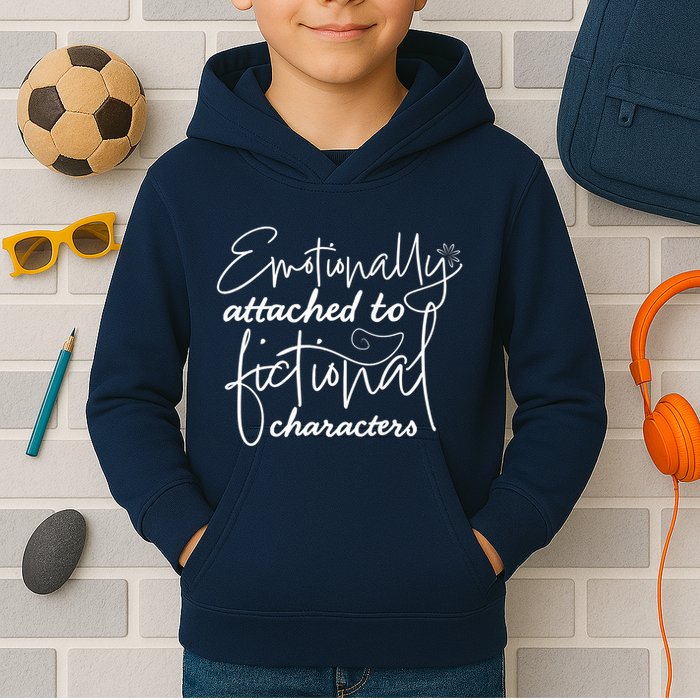 Attached To Fictional Characters Book Lovers Kids Hoodie