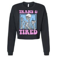 And Tired Funny Skeleton Lgbt Pride Cropped Pullover Crew