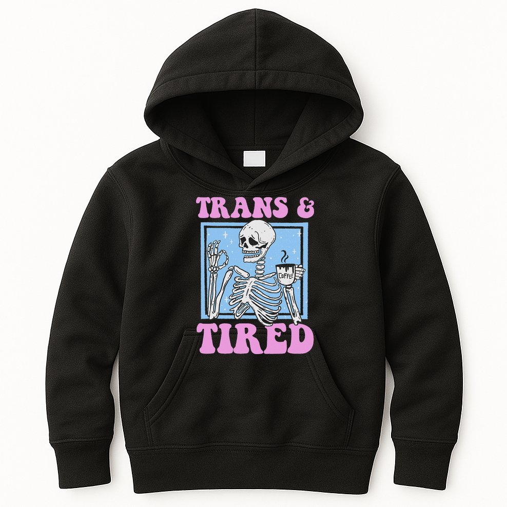 And Tired Funny Skeleton Lgbt Pride Kids Hoodie