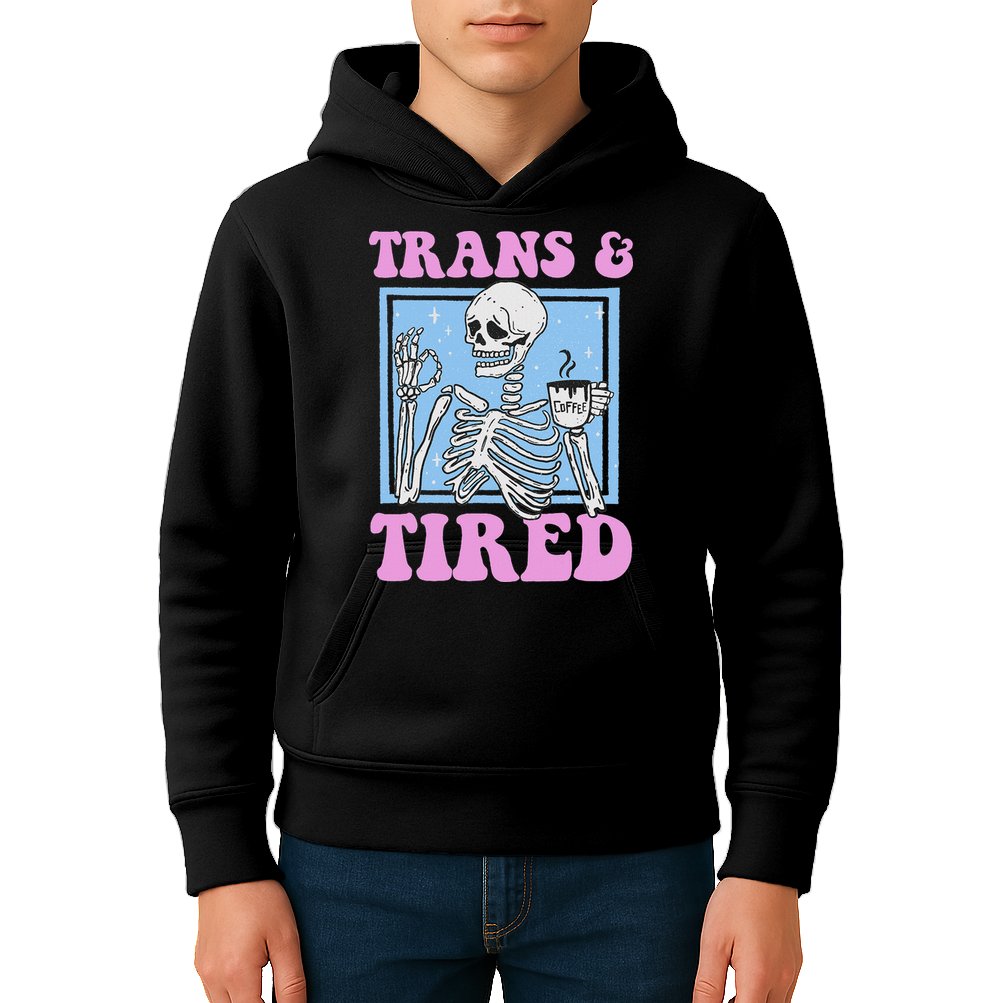 And Tired Funny Skeleton Lgbt Pride Kids Hoodie