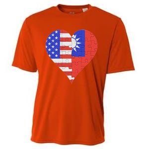 American Taiwanese Flag Heart Funny Gift Cooling Performance Crew T-Shirt