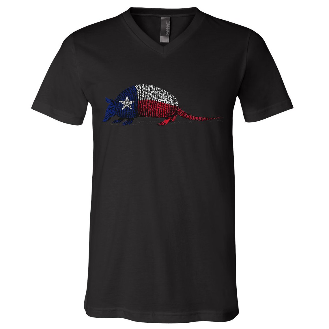 Armadillo Texas Flag V-Neck T-Shirt