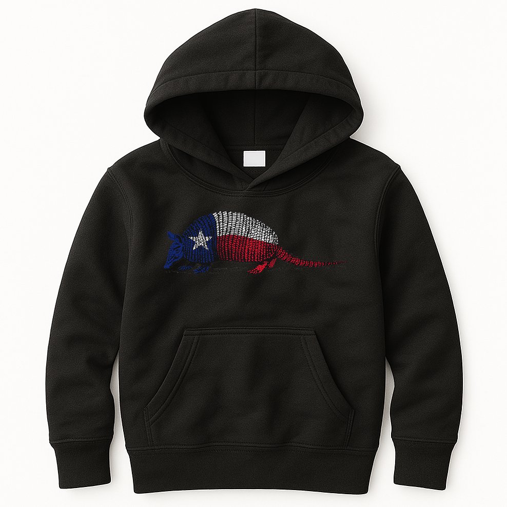 Armadillo Texas Flag Kids Hoodie