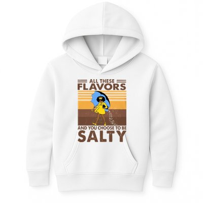All These Flavors And You Choose To Be Salty Black Girl Vintage Retro Kids Hoodie