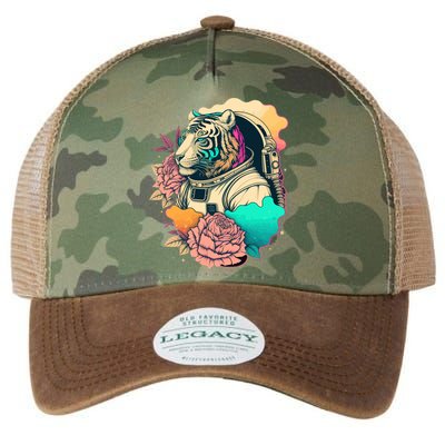Astronaut Tiger Flowery Design Legacy Tie Dye Trucker Hat