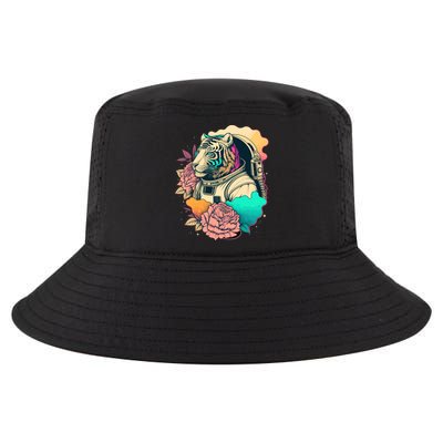 Astronaut Tiger Flowery Design Cool Comfort Performance Bucket Hat