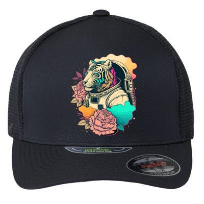 Astronaut Tiger Flowery Design Flexfit Unipanel Trucker Cap