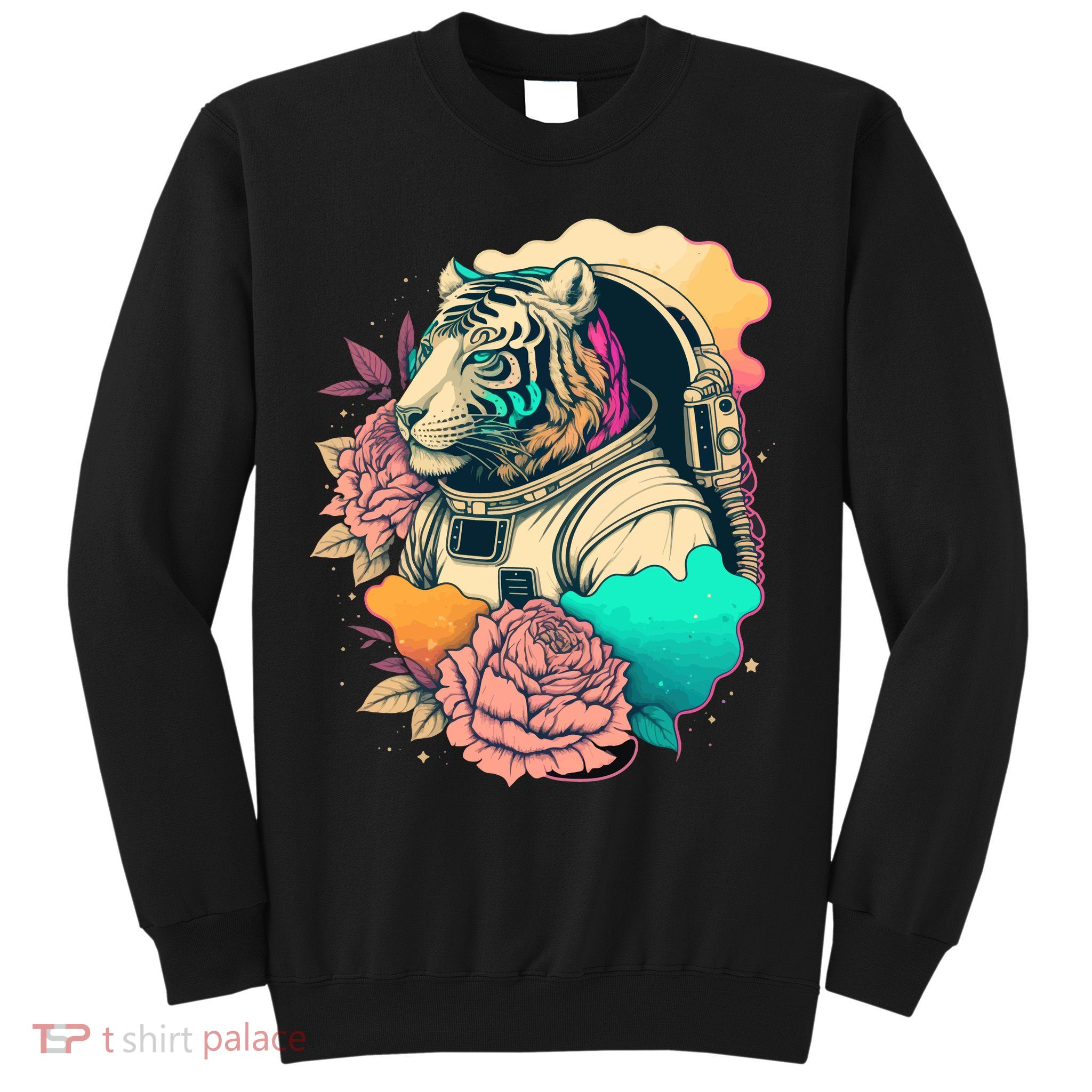 Astronaut Tiger Flowery Design Sweatshirt