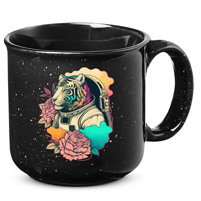 Astronaut Tiger Flowery Design 15oz Campfire Ceramic Mug