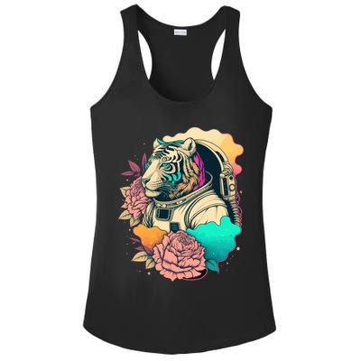 Astronaut Tiger Flowery Design Ladies PosiCharge Competitor Racerback Tank