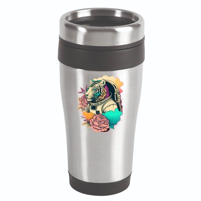 Astronaut Tiger Flowery Design 16oz Travel Tumbler