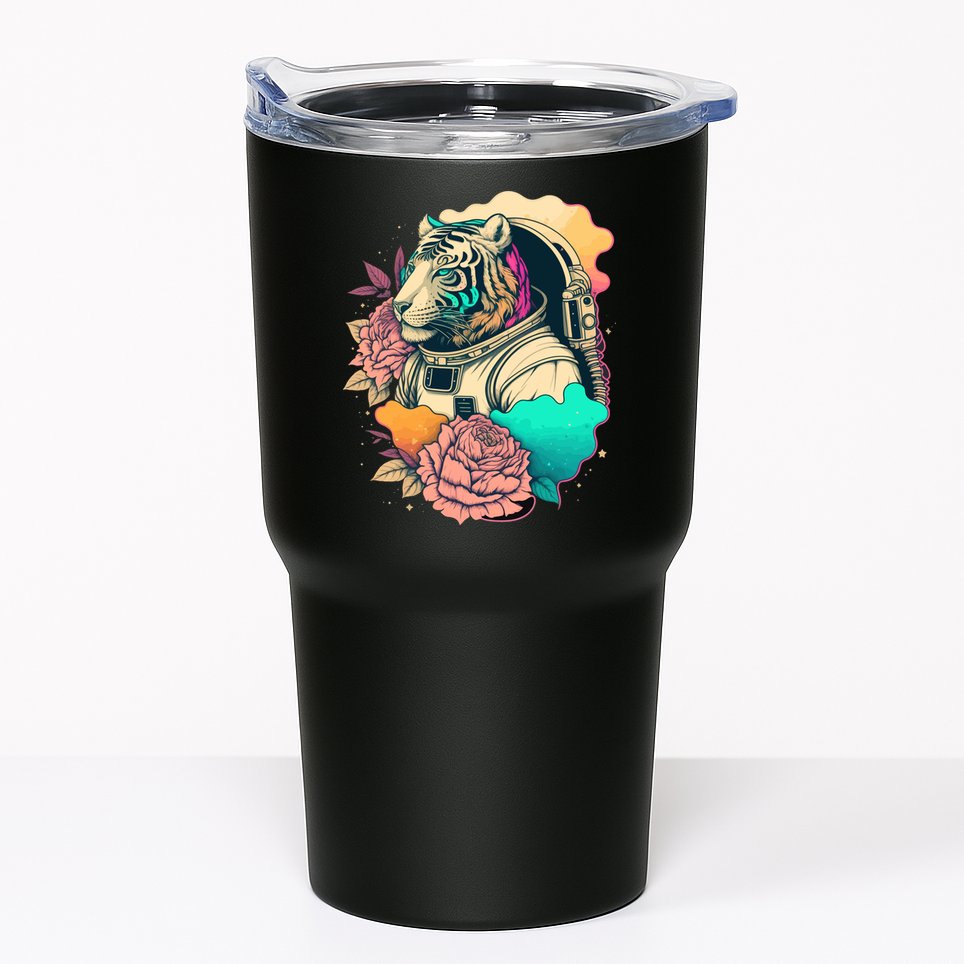 Astronaut Tiger Flowery Design Tumbler