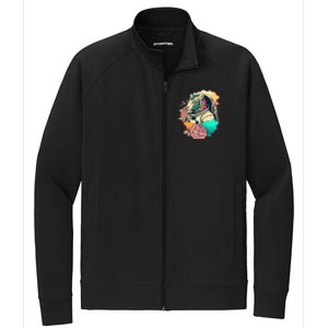 Astronaut Tiger Flowery Design Stretch Full-Zip Cadet Jacket