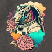Astronaut Tiger Flowery Design Vector Backpack