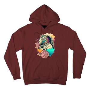 Astronaut Tiger Flowery Design Hoodie