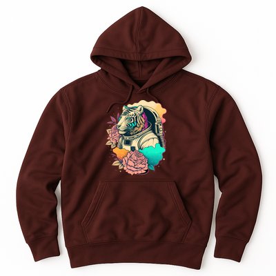 Astronaut Tiger Flowery Design Hoodie