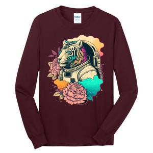 Astronaut Tiger Flowery Design Tall Long Sleeve T-Shirt