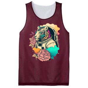 Astronaut Tiger Flowery Design Mesh Reversible Basketball Jersey Tank