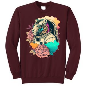 Astronaut Tiger Flowery Design Tall Sweatshirt