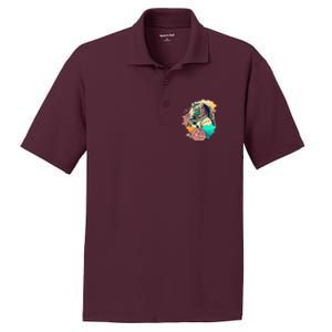 Astronaut Tiger Flowery Design PosiCharge RacerMesh Polo