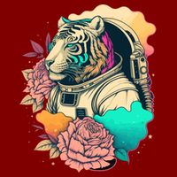 Astronaut Tiger Flowery Design Hat