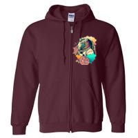 Astronaut Tiger Flowery Design Full Zip Hoodie