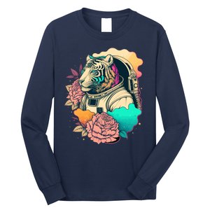 Astronaut Tiger Flowery Design Long Sleeve Shirt