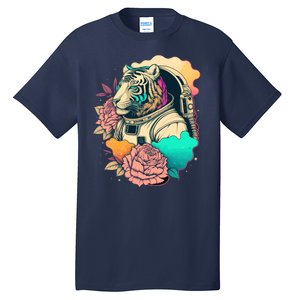 Astronaut Tiger Flowery Design Tall T-Shirt