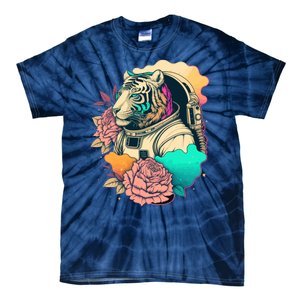 Astronaut Tiger Flowery Design Tie-Dye T-Shirt