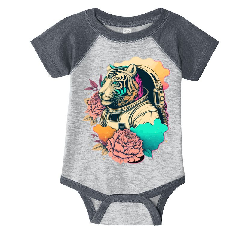 Astronaut Tiger Flowery Design Infant Baby Jersey Bodysuit