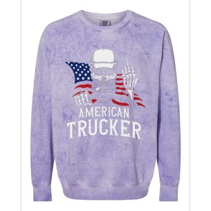 American Trucker For Patriotic Truck Driver Colorblast Crewneck Sweatshirt