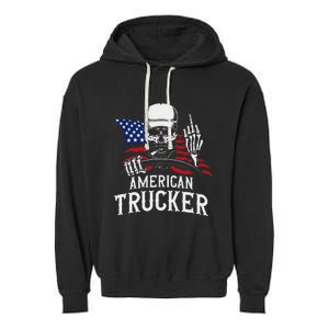 American Trucker For Patriotic Truck Driver Garment-Dyed Fleece Hoodie