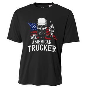 American Trucker For Patriotic Truck Driver Cooling Performance Crew T-Shirt