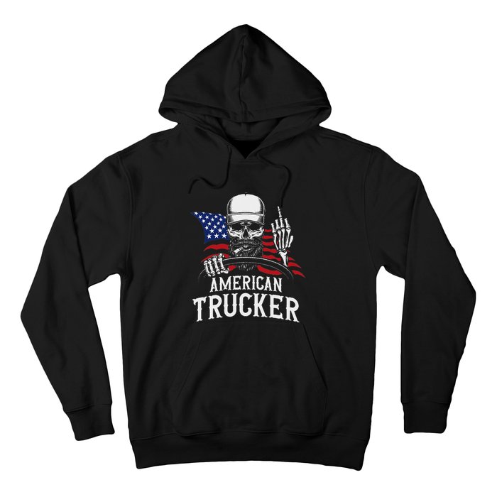 American Trucker For Patriotic Truck Driver Hoodie