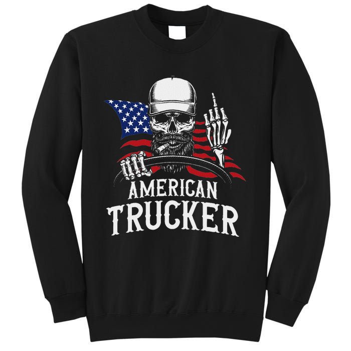 American Trucker For Patriotic Truck Driver Sweatshirt