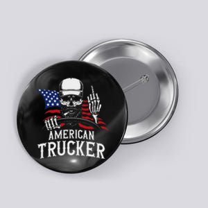 American Trucker For Patriotic Truck Driver Button