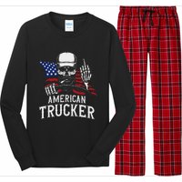 American Trucker For Patriotic Truck Driver Long Sleeve Pajama Set