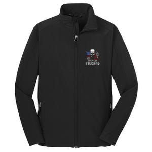 American Trucker For Patriotic Truck Driver Core Soft Shell Jacket